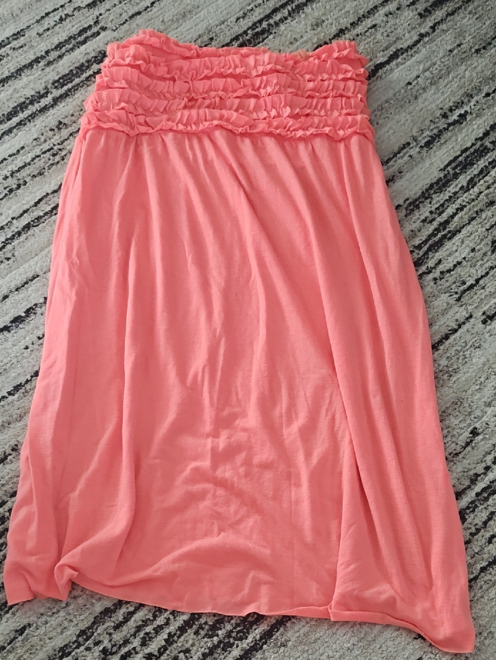Xhilaration Coral Pink Ruffle-Waist Maxi Skirt